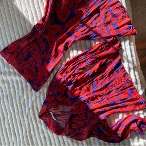 Source Unknown Red and Blue Patterned Dress